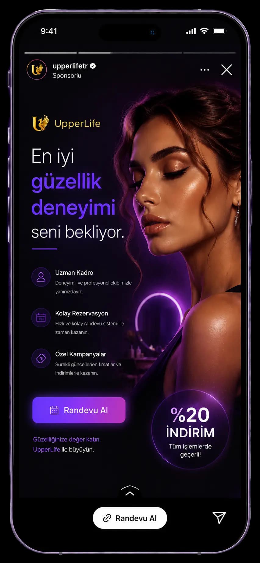 UpperLife Instagram reklam ekranı