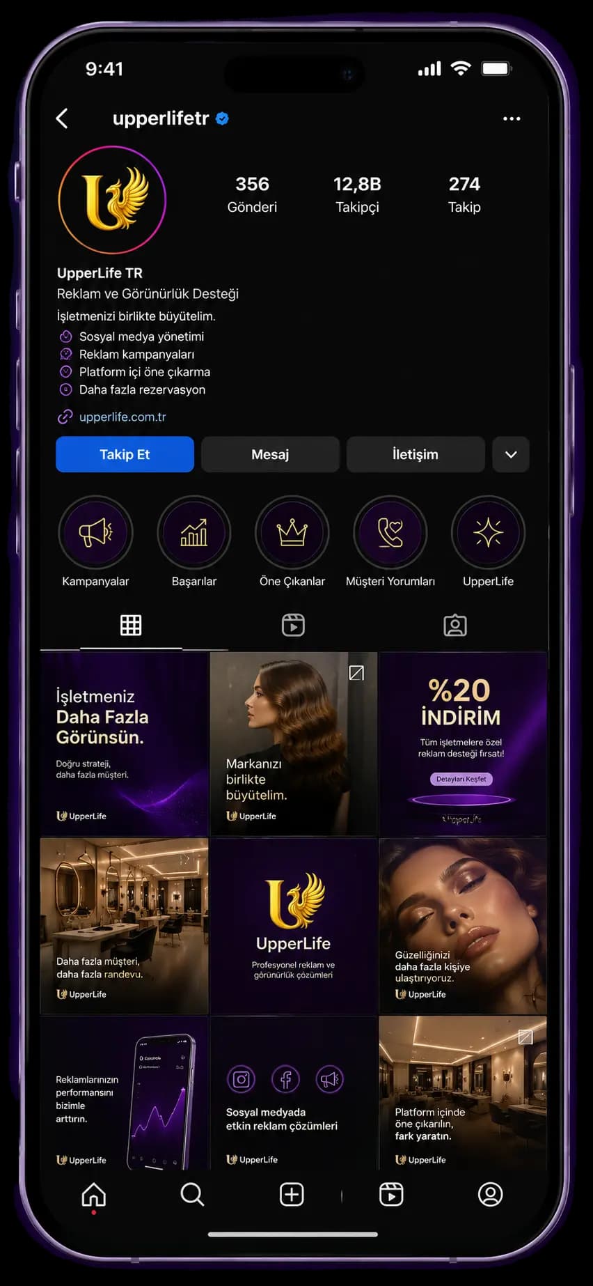 UpperLife sponsorlu reklam story ekranı