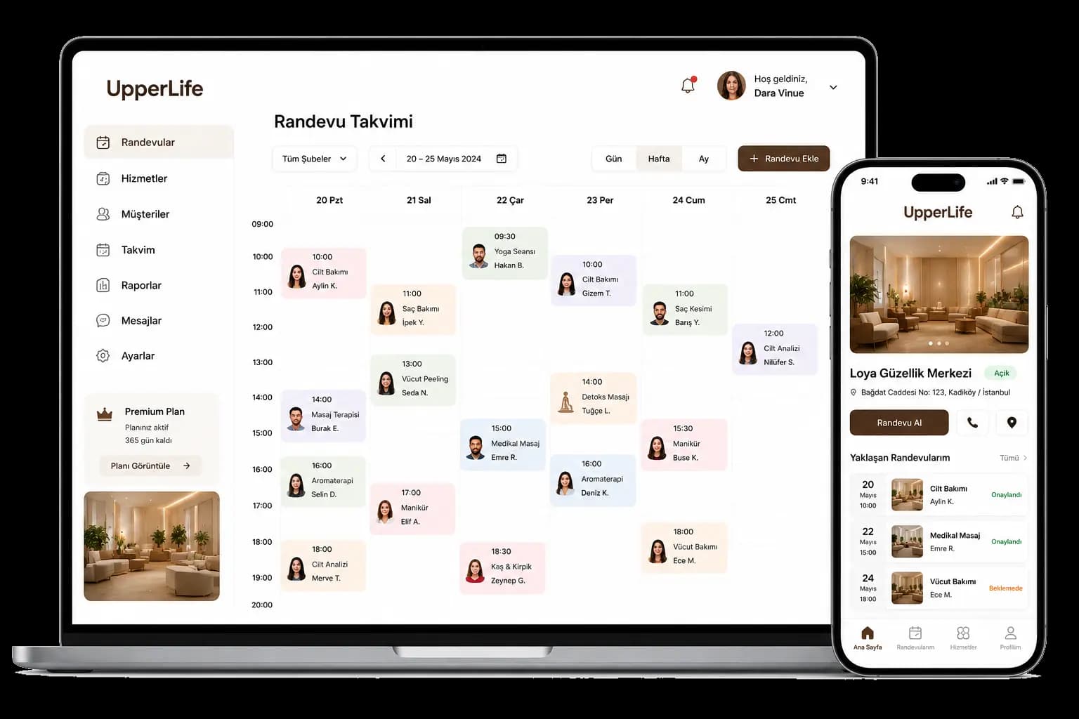 UpperLife yönetim ekranları